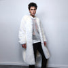 Long faux fur coat handmade longline fluffy luxury rave bomber premium party fleece jacket detachable sleeve going out trench in white cream