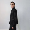 See-through shirt long sleeve transparent blouse sheer party top curved button up transparent festival mesh top in black