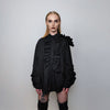 Ruffle shirt long sleeve gothic blouse patchwork party top vampire jumper grunge festival catwalk top in black