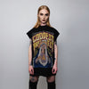 Grunge sleeveless t-shirt creepy tank monster print tee punk rocker top retro surfer vest Halloween goddess slogan jumper in black