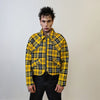 Punk tartan jacket plaid print grunge bomber catwalk gingham varsity jacket rocker bomber metalcore coat premium clueless blazer in yellow