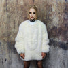 Collarless faux fur coat handmade luxury catwalk jacket premium fleece bomber fluffy trench detachable sleeves jacket in white