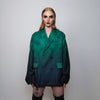 Gradient catwalk blazer tie-dye catwalk jacket punk rocker bomber high fashion coat grunge utility trench premium jacket in green black