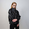 Faux leather utility jacket PU gorpcore chain bomber catwalk varsity cyberpunk bomber grunge party coat unisex premium rocker coat in black