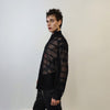 Baggy mesh shirt long sleeve transparent blouse see-through oversize gothic top sheer sweatshirt crotchet jumper in black