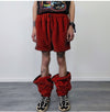 Faux fur joggers luxury fleece party pants handmade bear detachable trousers fluffy premium festival overalls in red black