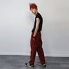 Faux fur joggers luxury fleece party pants handmade bear detachable trousers fluffy premium festival overalls in red black