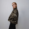 Sequin jacket cropped party blazer embellished bomber grunge sparkly aviator catwalk coat premium going out varsity glam rocker coat in gold