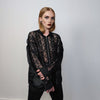 Transparent varsity jacket sheer bomber  see-through crotchet jacket gothic coat going out college bomber catwalk party mesh jacket in black