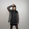 Mesh jacket See-through blazer long sleeve transparent shirt sheer party bomber clear festival coat in grey