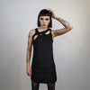 Asymmetric t-shirt cutout sleeveless top utility blouse ripped tank top gothic surfer vest grunge punk tee in black