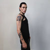 Asymmetric t-shirt cutout sleeveless top utility blouse ripped tank top gothic surfer vest grunge punk tee in black