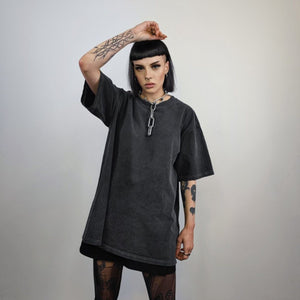 Vintage wash t-shirt solid tee premium quality cotton top distressed pattern pullover in bleached black