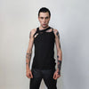 Asymmetric t-shirt cutout sleeveless top utility blouse ripped tank top gothic surfer vest grunge punk tee in black