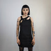 Asymmetric t-shirt cutout sleeveless top utility blouse ripped tank top gothic surfer vest grunge punk tee in black