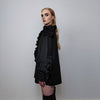 Ruffle shirt long sleeve gothic blouse patchwork party top vampire jumper grunge festival catwalk top in black