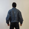 Sequin embellished denim jacket shiny jean bomber glam rocker coat grunge catwalk varsity  going out blazer in dark blue