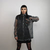 Mesh jacket See-through blazer long sleeve transparent shirt sheer party bomber clear festival coat in grey