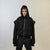 Shoulder padded utility hoodie Gothic pullover grunge punk jumper catwalk sweatshirt zip up gorpcore hooded top in black