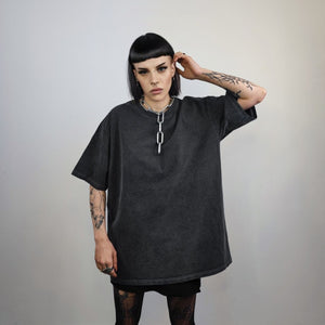 Vintage wash t-shirt solid tee premium quality cotton top distressed pattern pullover in bleached black