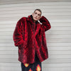 Luxury faux fur snake coat python print bomber handmade detachable fluffy jacket fleece puffer premium grunge trench in red black