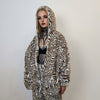 Zebra print jacket handmade detachable faux fur animal print bomber stripe pattern fleece premium hooded party coat festival hoodie in brown