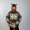 Zombie print bomber handmade reversible graffiti puffer devil horn jacket detachable Horror cartoon coat two sided hooded jacket in orange