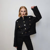 Cropped peacoat military jacket navy bomber high fashion grunge jacket gorpcore coat combat varsity going out coat in black