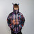 Anime bomber handmade reversible graffiti puffer devil horn jacket detachable Japanese cartoon coat two sided hooded jacket in purple