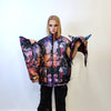 Anime bomber handmade reversible graffiti puffer devil horn jacket detachable Japanese cartoon coat two sided hooded jacket in purple