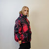 Anime bomber handmade reversible graffiti puffer devil horn jacket detachable Japanese cartoon coat two sided hooded jacket in purple