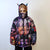 Anime bomber handmade reversible graffiti puffer devil horn jacket detachable Japanese cartoon coat two sided hooded jacket in purple