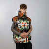 Zombie print bomber handmade reversible graffiti puffer devil horn jacket detachable Horror cartoon coat two sided hooded jacket in orange