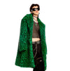 Leopard fur longline coat fluorescent animal print jacket rave bomber fluffy festival coat fleece party bomber neon burning man coat green