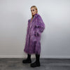 Shaggy faux fur longline coat neon trench bright raver bomber fluffy winter fleece luminous festival jacket burning man coat in purple