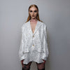 Sequin blazer formal going out embellished jacket luminous fancy dress bomber rave party coat glitter varsity coat catwalk jacket in white