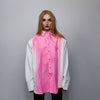 Tie-dye shirt long sleeve paint splatter blouse shoulder padded oversize jumper gradient sweatshirt loose blouse in pink white