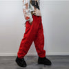 Red faux fur joggers winter raver pants fluffy skiing trousers mountain fleece overalls festival bottoms burning man pants