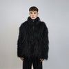 Shaggy faux fur jacket black long hair fluffy going out bomber party fleece fancy dress peacoat high fashion fuzzy Gothic coat rave puffer