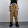 Golden faux fur joggers metallic pants handmade luminous fleece raver trousers premium party overalls in brown and gold