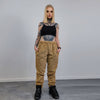 Golden faux fur joggers metallic pants handmade luminous fleece raver trousers premium party overalls in brown and gold