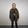 Leopard denim jacket animal print jean bomber glam rocker coat spot jacket cheetah overcoat in green black