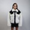 Faux faux fur biker jacket white luxury shaggy aviator jacket fuzzy lapel mink overcoat fuzzy going out fleece bomber fluffy catwalk peacoat