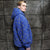 LV fleece hooded jacket handmade recycled faux fur bomber in blue